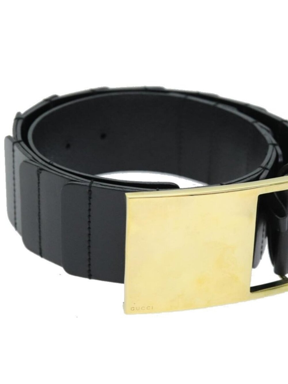 GUCCI Belt Leather 26.8""""-28.7"""" Black Auth bs13972